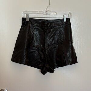 Pleated Faux Leather Shorts – Size S